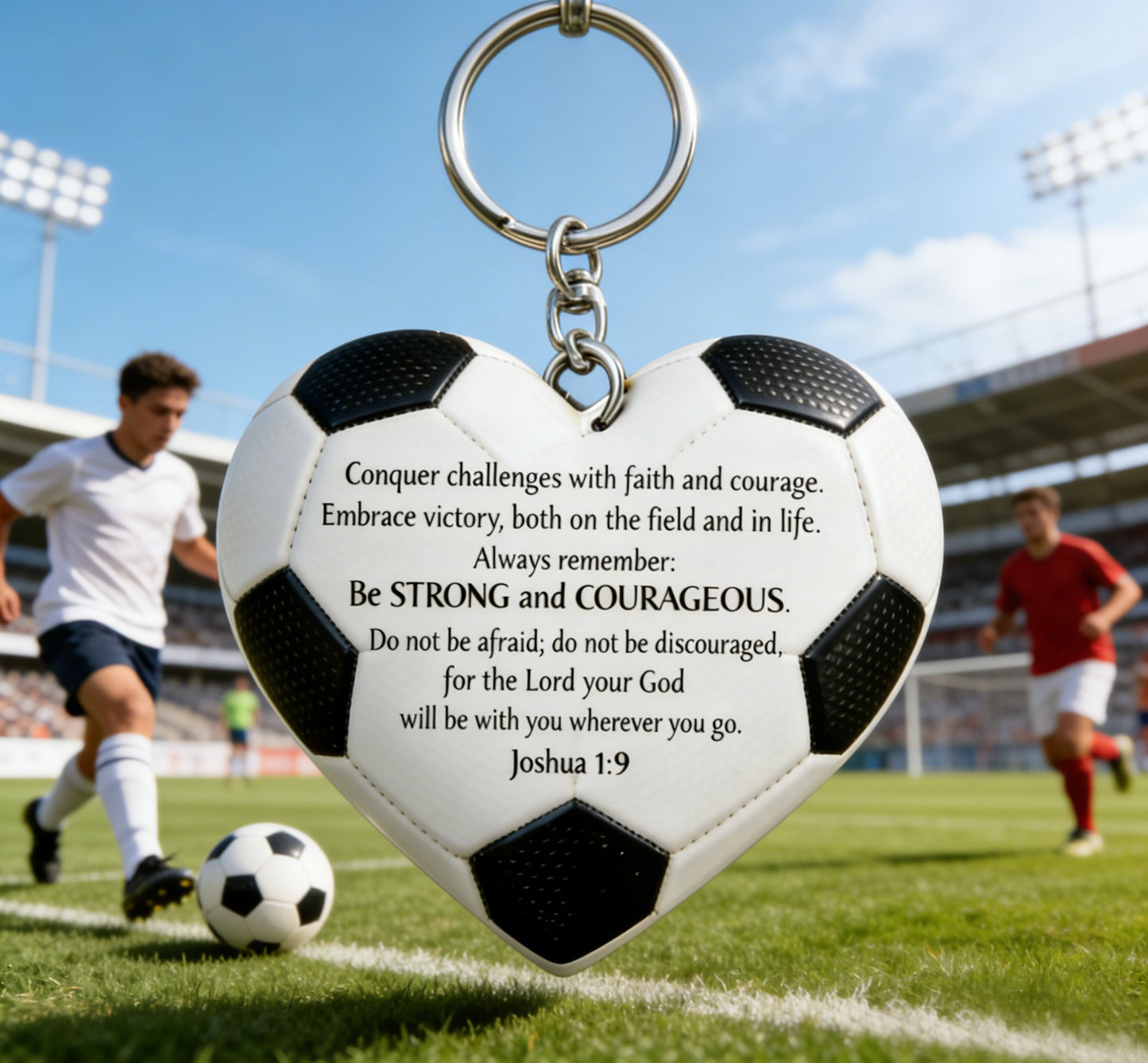 ⚽️✝️ "Faith in the Game" Heart Soccer Keychain – Hidden Wooden Cross Inside 💕