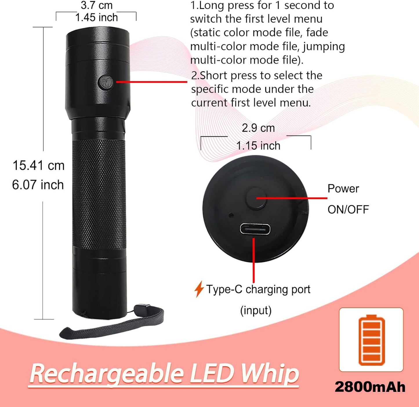 🌈LED Fiber Optic Whip Light💃
