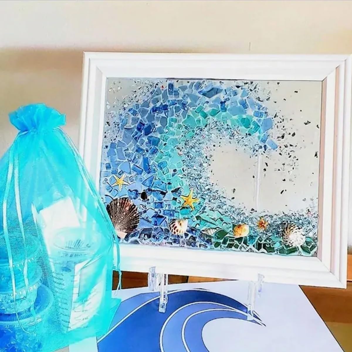 2024 New Sea Glass Art Kit for Adults - DIY Resin Beach Photo Frame, Home Decoration Kit (Sea Turtles)