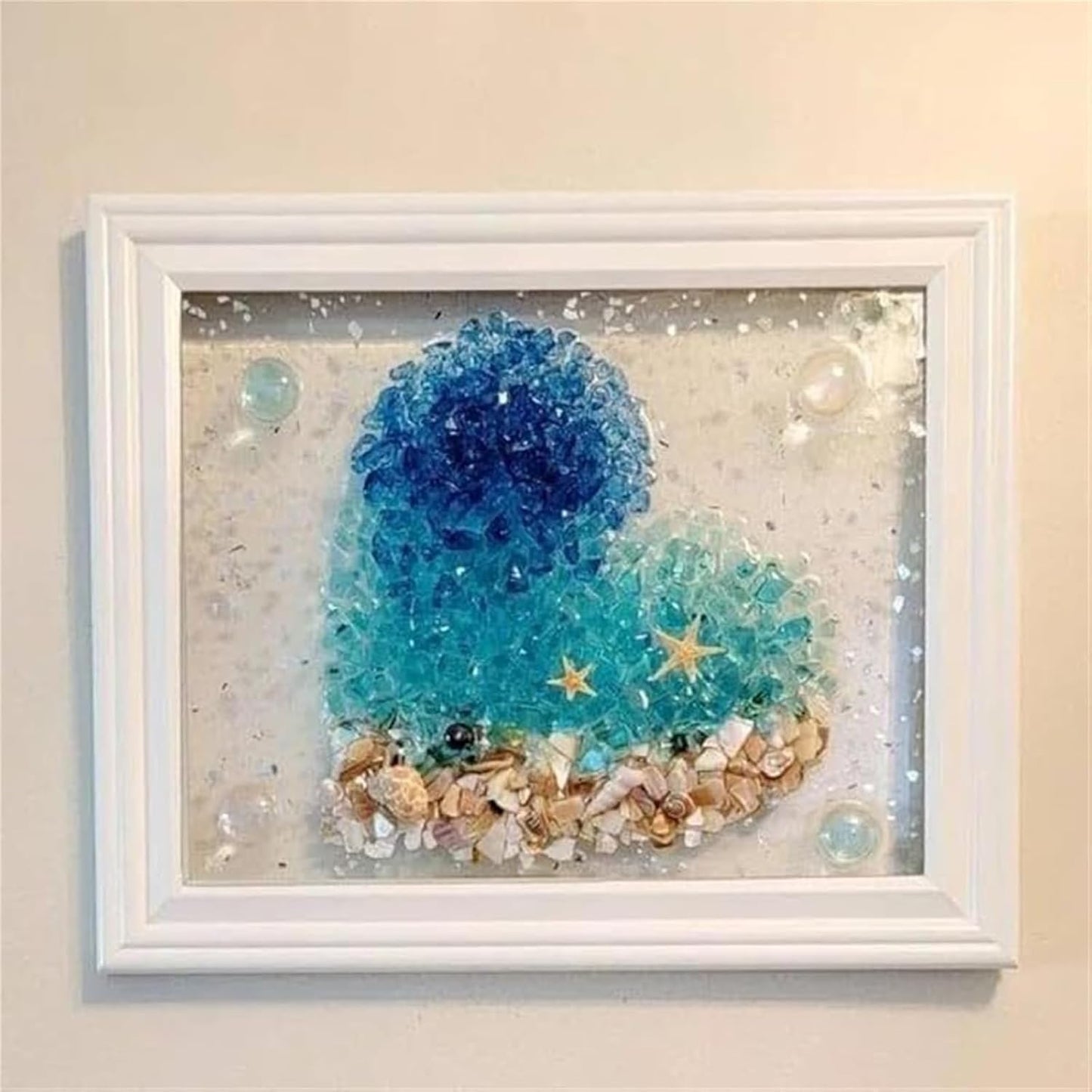 2024 New Sea Glass Art Kit for Adults - DIY Resin Beach Photo Frame, Home Decoration Kit (Sea Turtles)