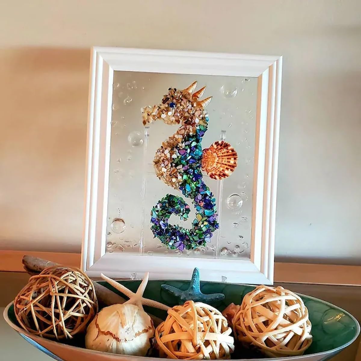 2024 New Sea Glass Art Kit for Adults - DIY Resin Beach Photo Frame, Home Decoration Kit (Sea Turtles)