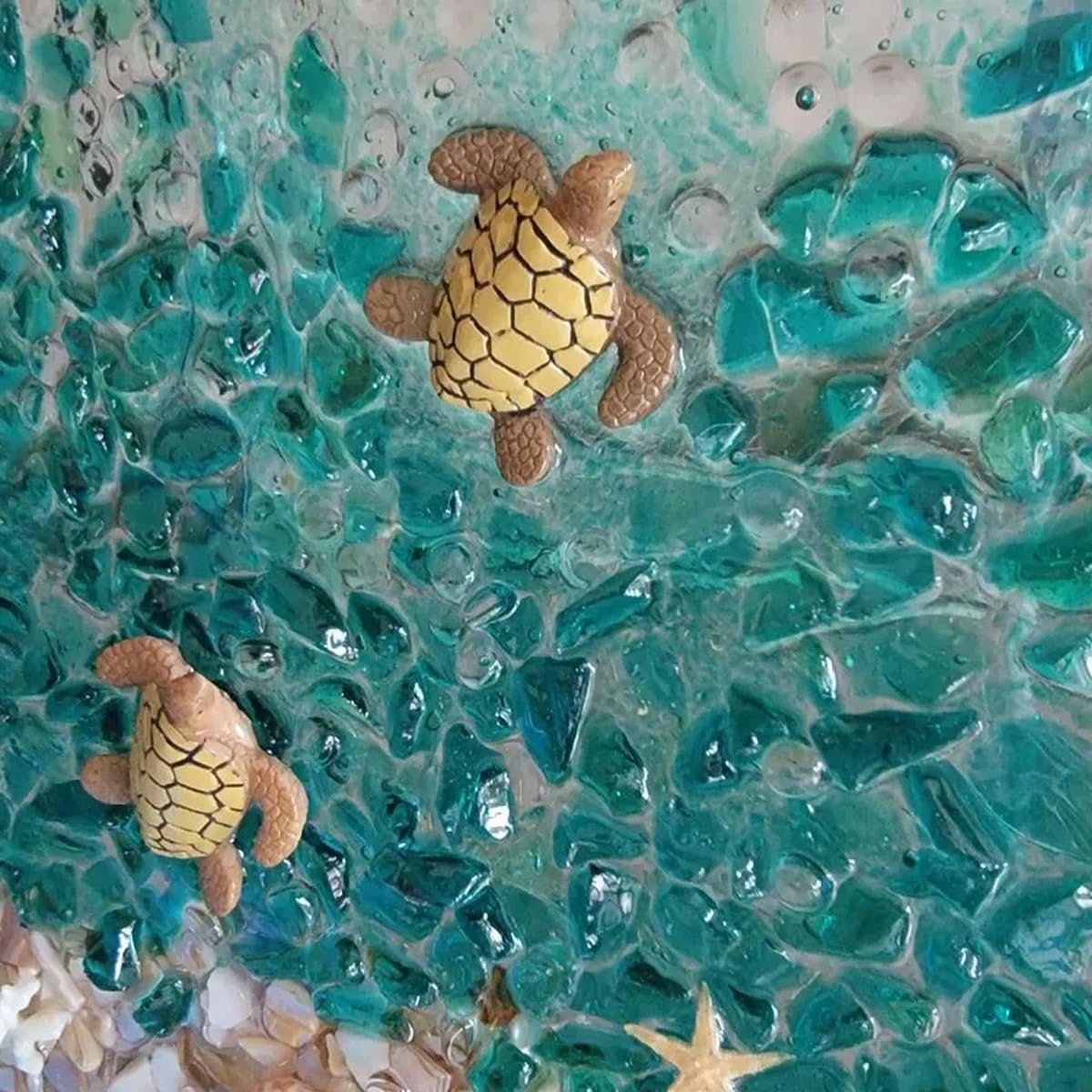 2024 New Sea Glass Art Kit for Adults - DIY Resin Beach Photo Frame, Home Decoration Kit (Sea Turtles)