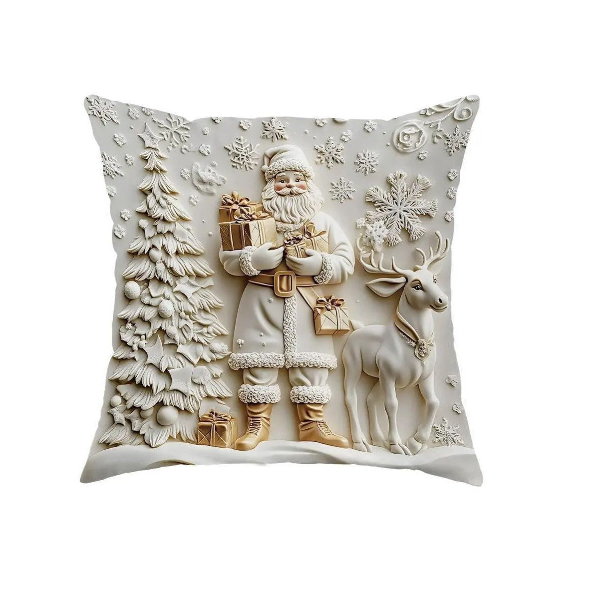 Elegant Christmas Pillow Covers with 3D-Look Holiday Artwork