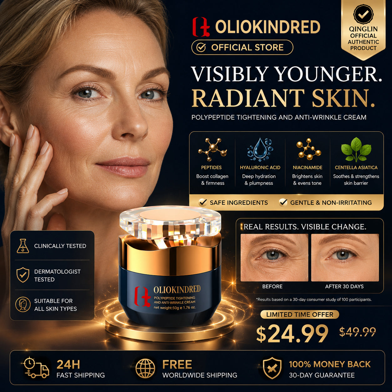 “Last Day! 50% OFF✨OLIOKINDREDAnti-Wrinkle Face Cream – Deep Hydration, Firming & Anti-Aging Moisturizer for Youthful Skin
