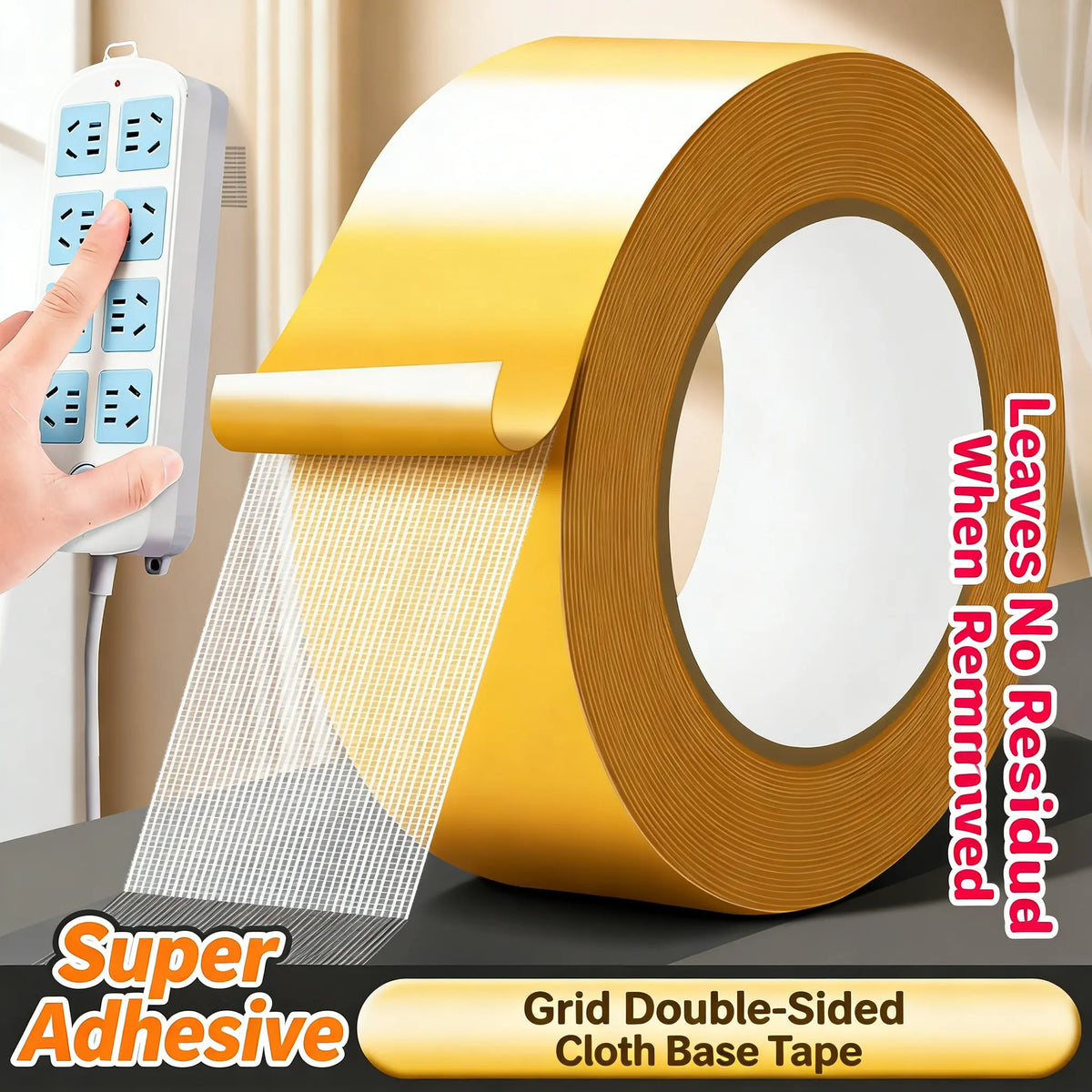 💪 Heavy-Duty Adhesive Tape That Makes Home Organization Easier, Removable No Residue