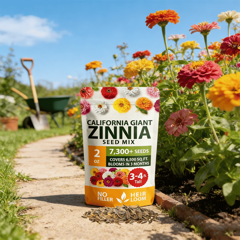 🌺Zinnia California Giant Mix - 7,300+ (2 oz) | No Filler - USA Heirloom Flower Seeds