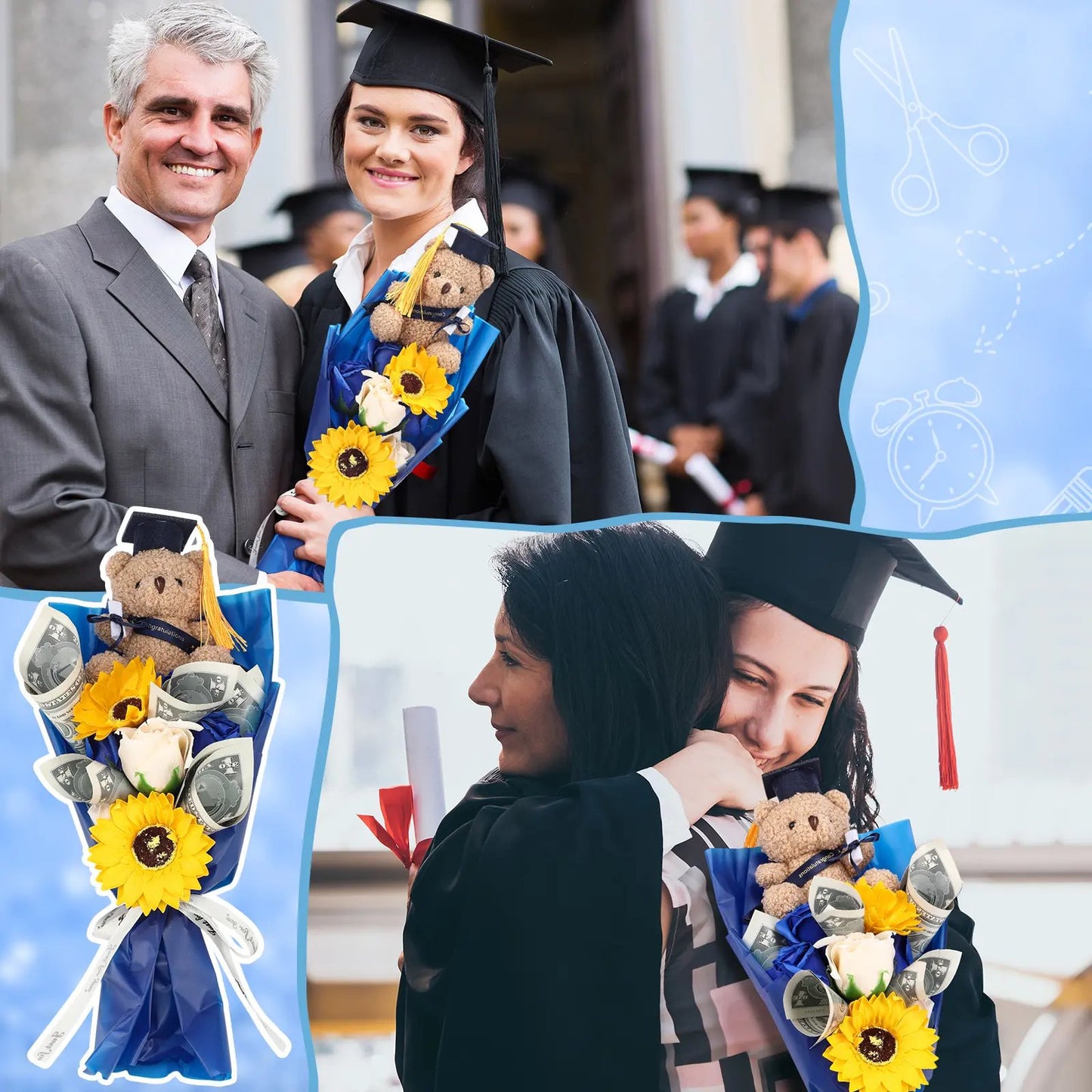 2026 Graduation Bear Soap Flower Bouquet Gift Box