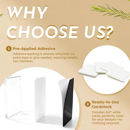 🎞✂10 Pack 2"x2" Clear Acrylic DIY Fridge Magnets Set with Adhesive Backing – Square Magnetic Photo Frames💕