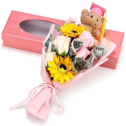 2026 Graduation Bear Soap Flower Bouquet Gift Box
