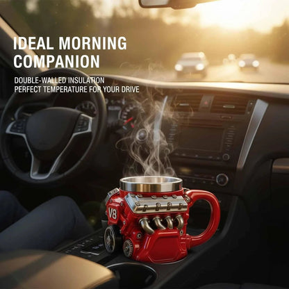 Handcrafted 3D Coffee Cup-V6/V8 3D Engine Stainless Steel Mug
