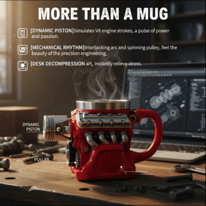 Handcrafted 3D Coffee Cup-V6/V8 3D Engine Stainless Steel Mug
