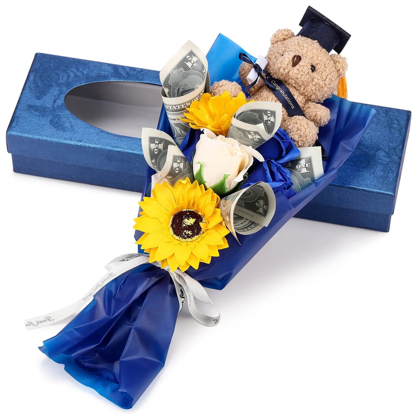 2026 Graduation Bear Soap Flower Bouquet Gift Box
