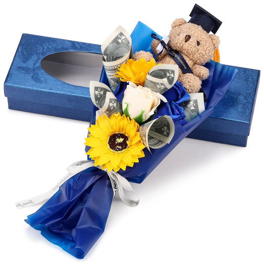 2026 Graduation Bear Soap Flower Bouquet Gift Box