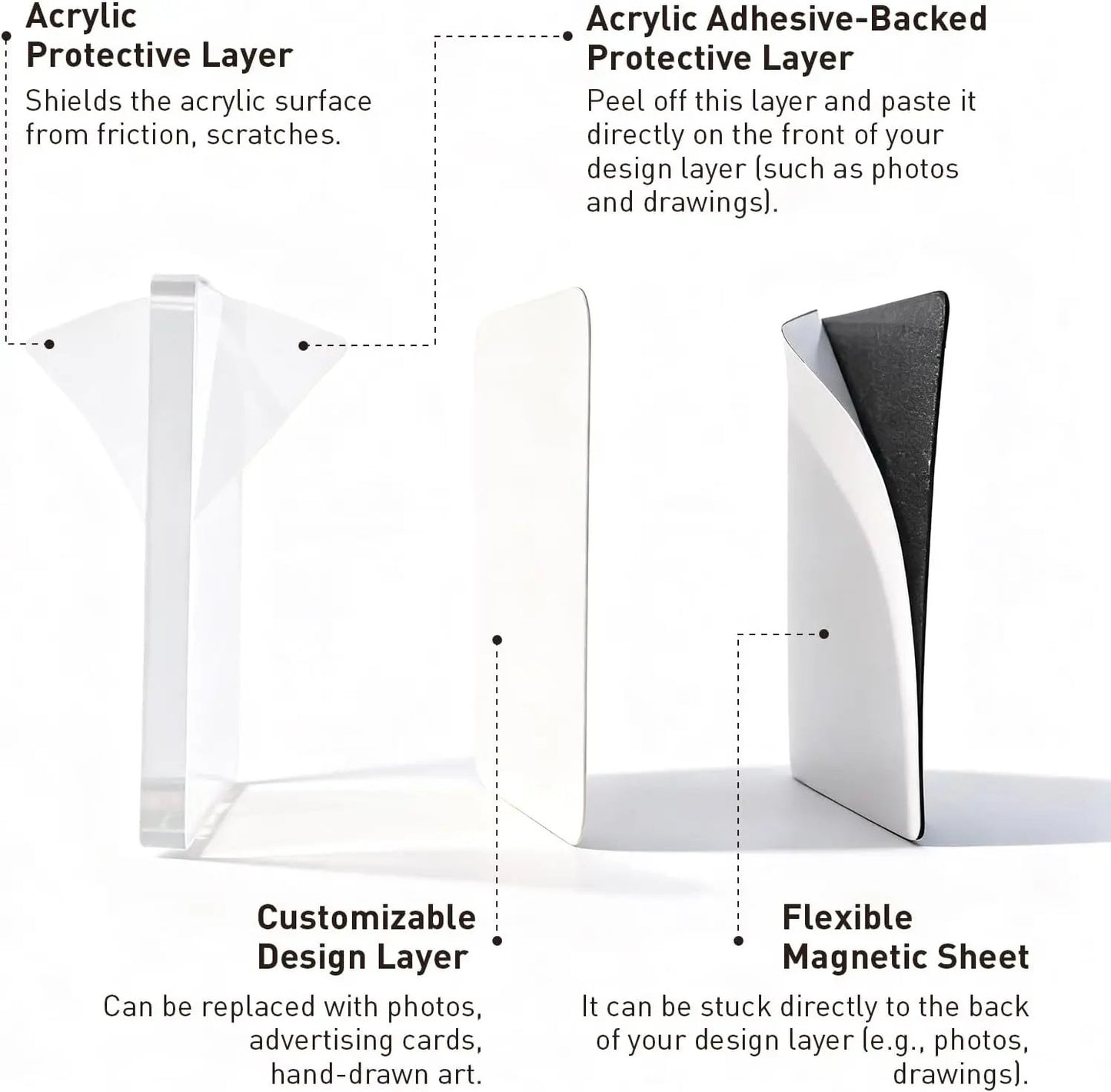 🎞✂10 Pack 2"x2" Clear Acrylic DIY Fridge Magnets Set with Adhesive Backing – Square Magnetic Photo Frames💕