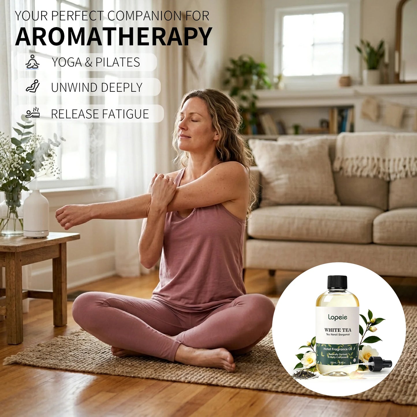 Lopeie  Hotel Diffuser Oil Refill Inspired by The Ritz-Carlton Hotel - 118ml 4.1 fl oz - Aromatherapy Essential Oil-White Tea,