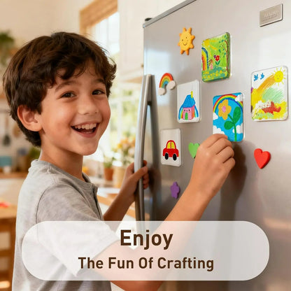 🎞✂10 Pack 2"x2" Clear Acrylic DIY Fridge Magnets Set with Adhesive Backing – Square Magnetic Photo Frames💕