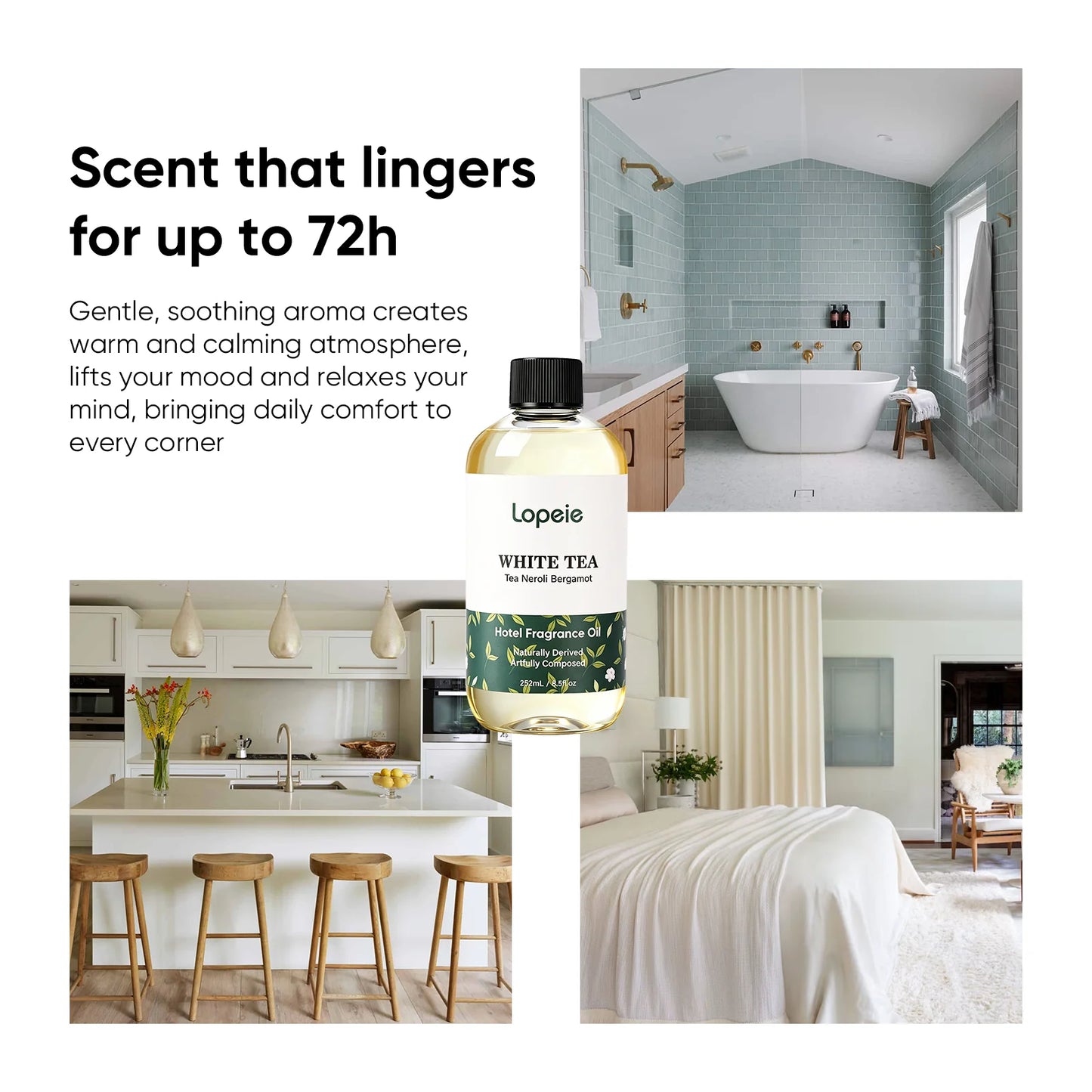 Lopeie  Hotel Diffuser Oil Refill Inspired by The Ritz-Carlton Hotel - 118ml 4.1 fl oz - Aromatherapy Essential Oil-White Tea,