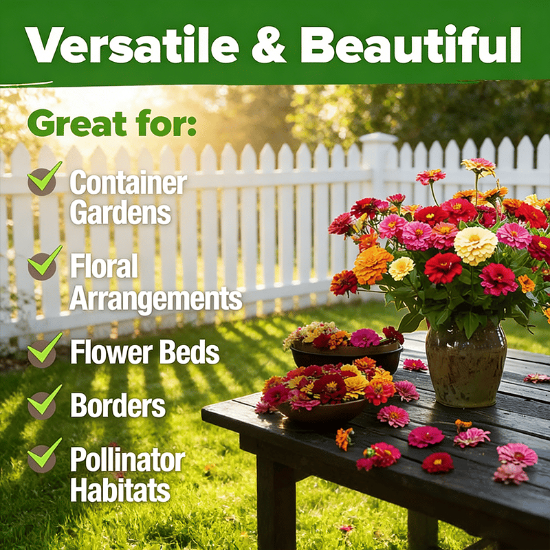 🌺Zinnia California Giant Mix - 7,300+ (2 oz) | No Filler - USA Heirloom Flower Seeds