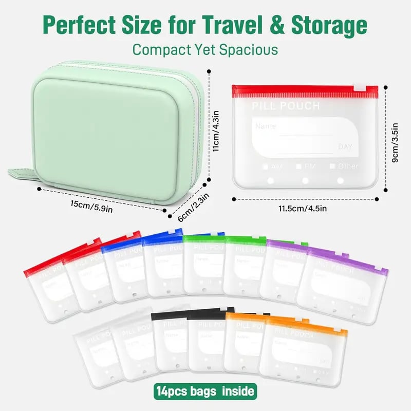 🏆 Last Day Special Price  ! 💊A8 Waterproof Pill Pouch Set – 7 to 14 Days of Meds & Vitamins💧Waterproof & Crush-Resistant Shell