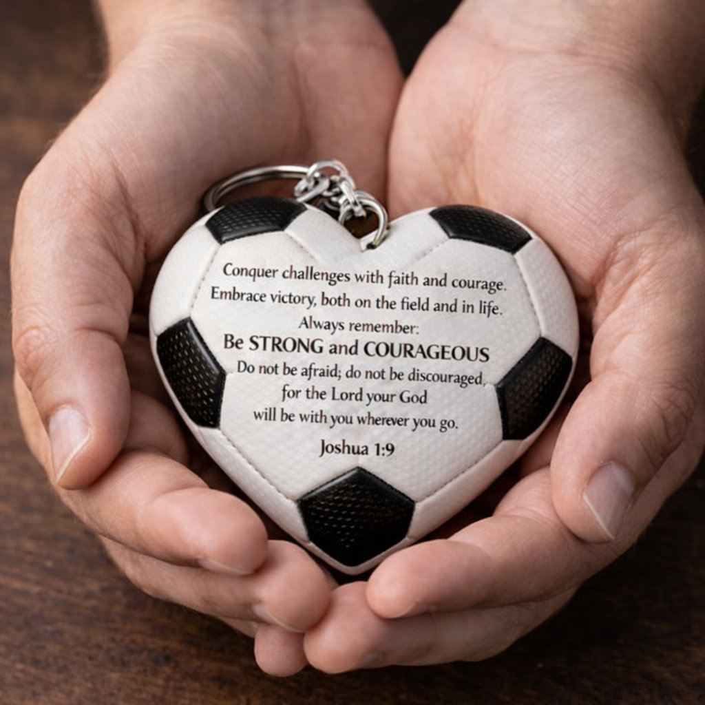 ⚽️✝️ "Faith in the Game" Heart Soccer Keychain – Hidden Wooden Cross Inside 💕