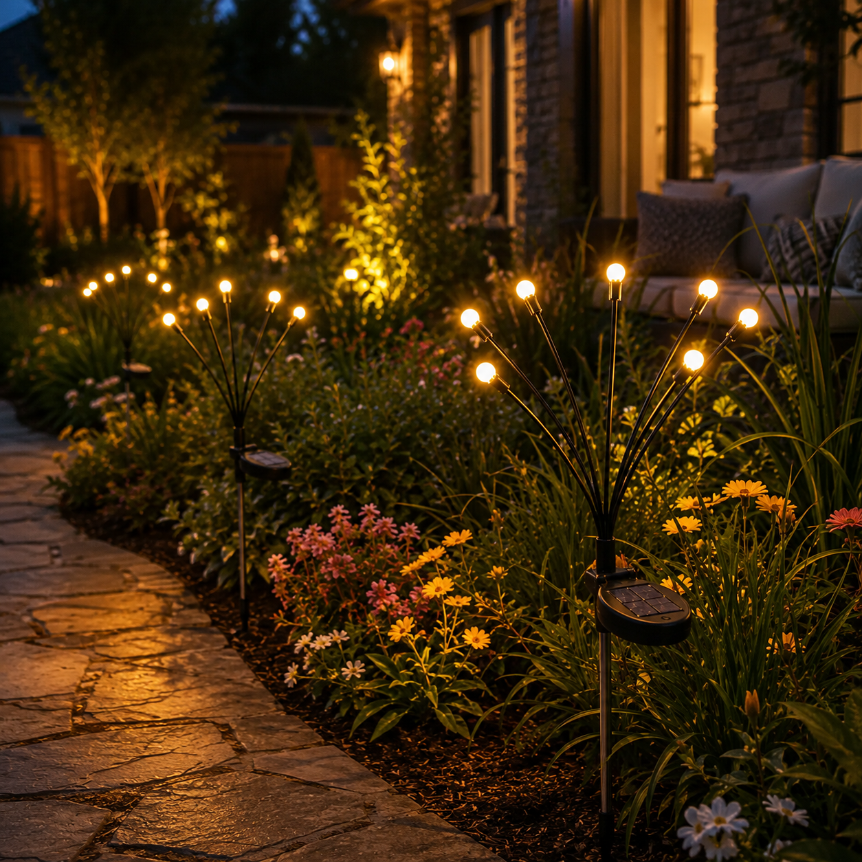 🔥LAST DAY Buy 1Get 1FREE 🌙 Outdoor Solar Firefly Lights – Magical Garden Decor Day & Night