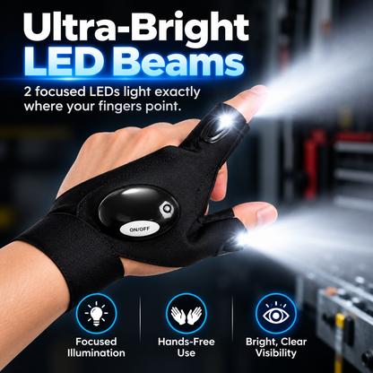 LED Finger Light Gloves - Adjustable Outdoor Activity Gloves for Fishing, Emergency Maintenance