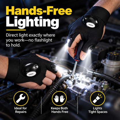 LED Finger Light Gloves - Adjustable Outdoor Activity Gloves for Fishing, Emergency Maintenance