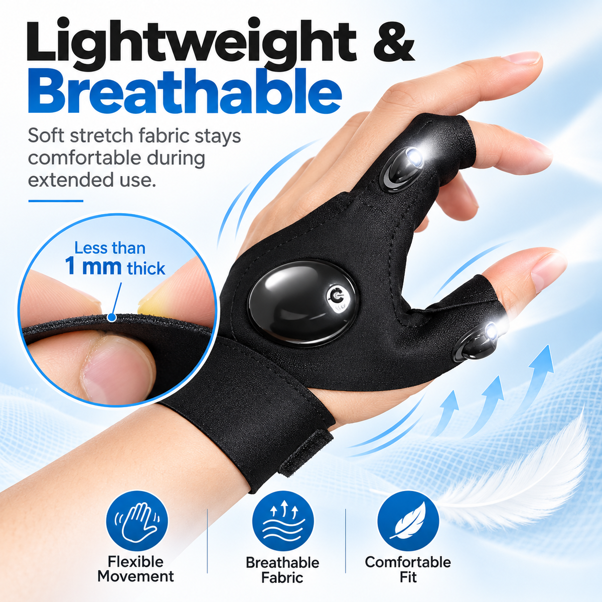 LED Finger Light Gloves - Adjustable Outdoor Activity Gloves for Fishing, Emergency Maintenance