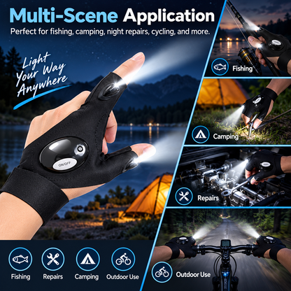 LED Finger Light Gloves - Adjustable Outdoor Activity Gloves for Fishing, Emergency Maintenance