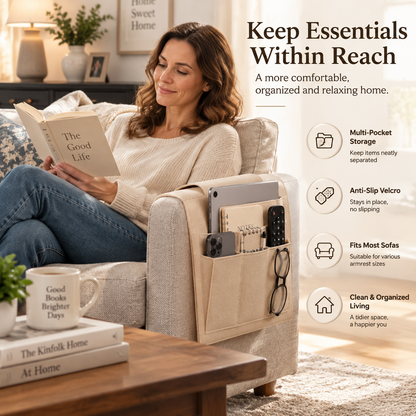 Bedside Caddy, 5 Pockets Felt Bedside Storage Organizer, Hanging Storage Organizer for Home Bedroom Living Room College Dorm Bed Water Bottles, Magazines, Phone, Glasses