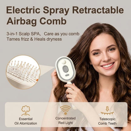 ✨ Essential Oil Mist Comb, Anti-Tangle Electric Massage Brush