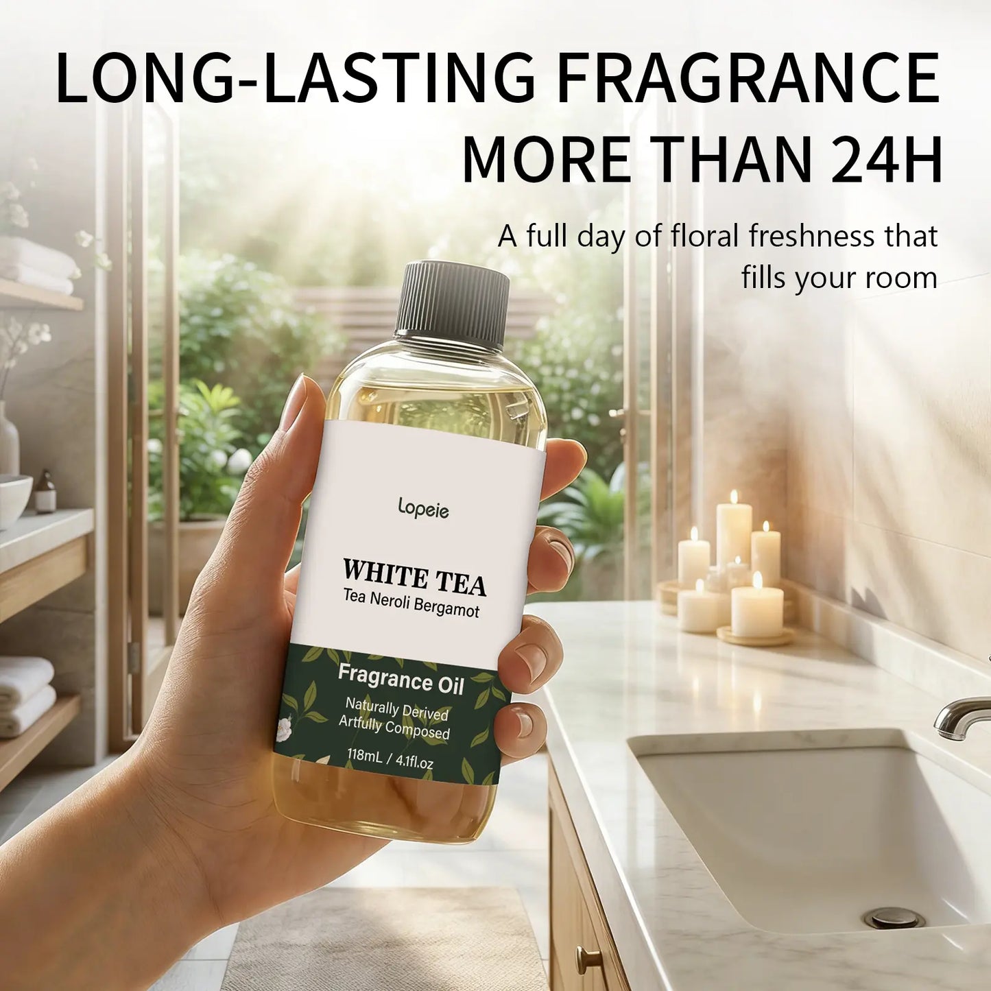 Lopeie  Hotel Diffuser Oil Refill Inspired by The Ritz-Carlton Hotel - 118ml 4.1 fl oz - Aromatherapy Essential Oil-White Tea,