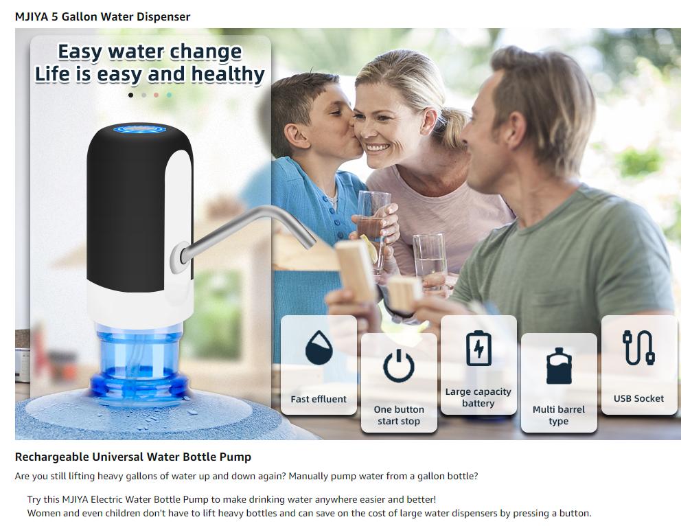 💧 Rechargeable Water Dispenser for 5 Gallon Bottles | Automatic Water Pump with One-Touch Operation