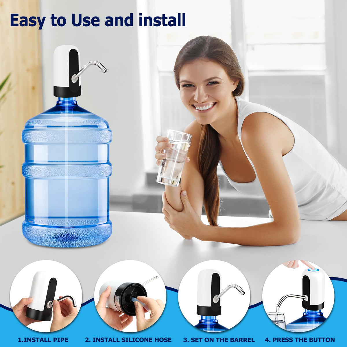 💧 Rechargeable Water Dispenser for 5 Gallon Bottles | Automatic Water Pump with One-Touch Operation