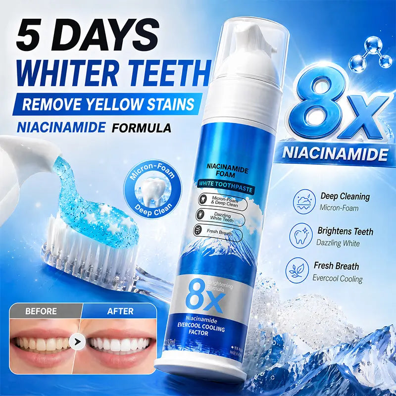 🦷✨Niacinamide Foaming🫧 Whitening Toothpaste 8X - Fresh Breath Stain Removal Gentle Teeth Cleaning
