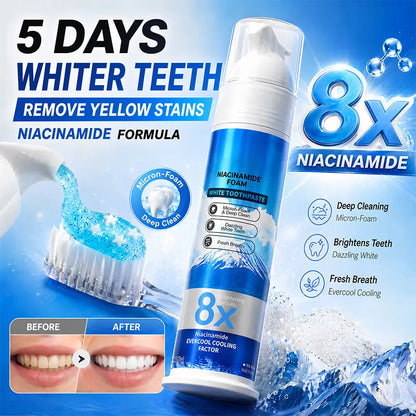 🦷✨Niacinamide Foaming🫧 Whitening Toothpaste 8X - Fresh Breath Stain Removal Gentle Teeth Cleaning