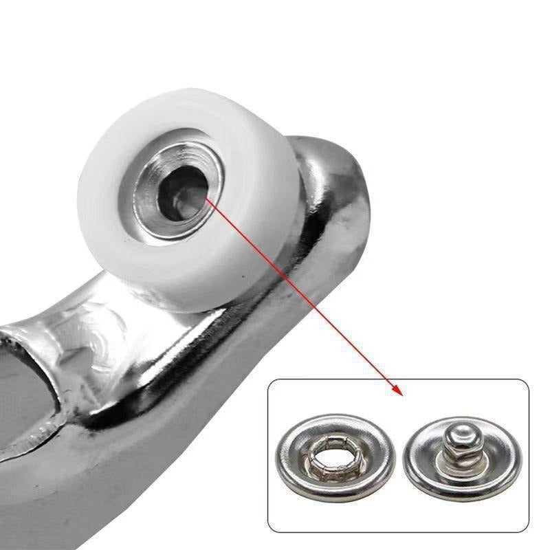 A sewing kit with invisible 50 silver metal snaps and 1 hand press plier, ideal for DIY clothing, hats and handicrafts.