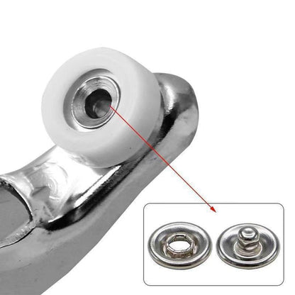 A sewing kit with invisible 50 silver metal snaps and 1 hand press plier, ideal for DIY clothing, hats and handicrafts.