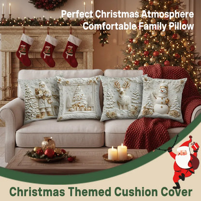 Elegant Christmas Pillow Covers with 3D-Look Holiday Artwork