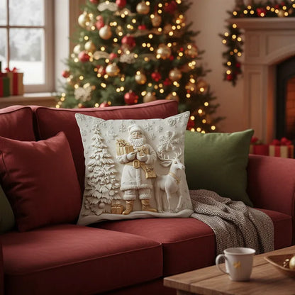Elegant Christmas Pillow Covers with 3D-Look Holiday Artwork
