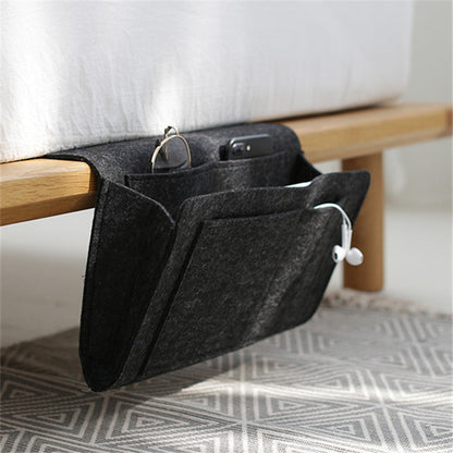 Bedside Caddy, 5 Pockets Felt Bedside Storage Organizer, Hanging Storage Organizer for Home Bedroom Living Room College Dorm Bed Water Bottles, Magazines, Phone, Glasses