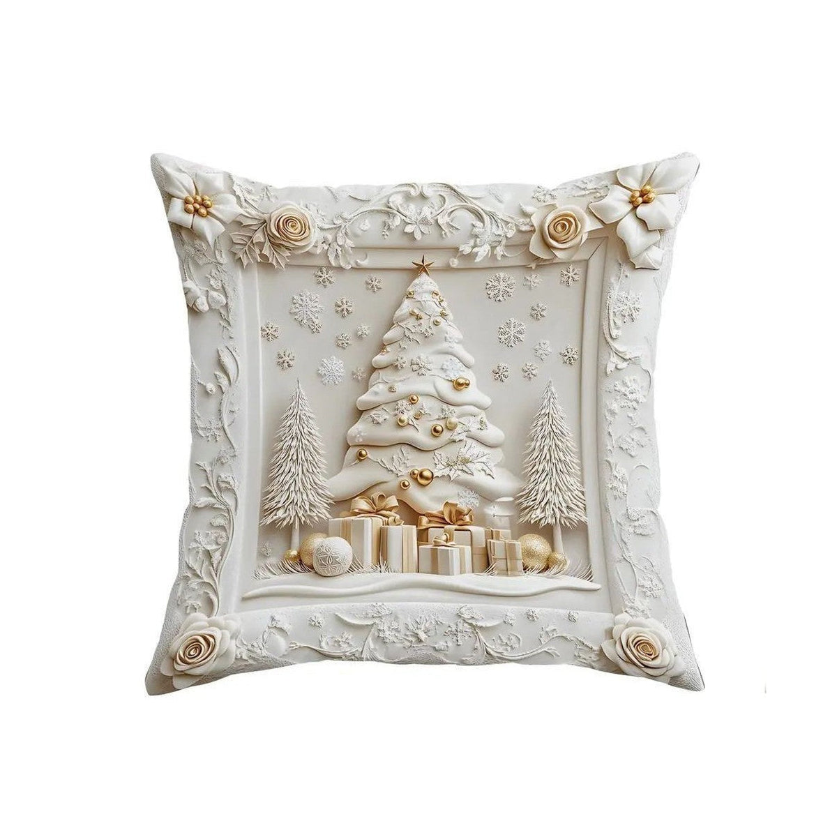 Elegant Christmas Pillow Covers with 3D-Look Holiday Artwork