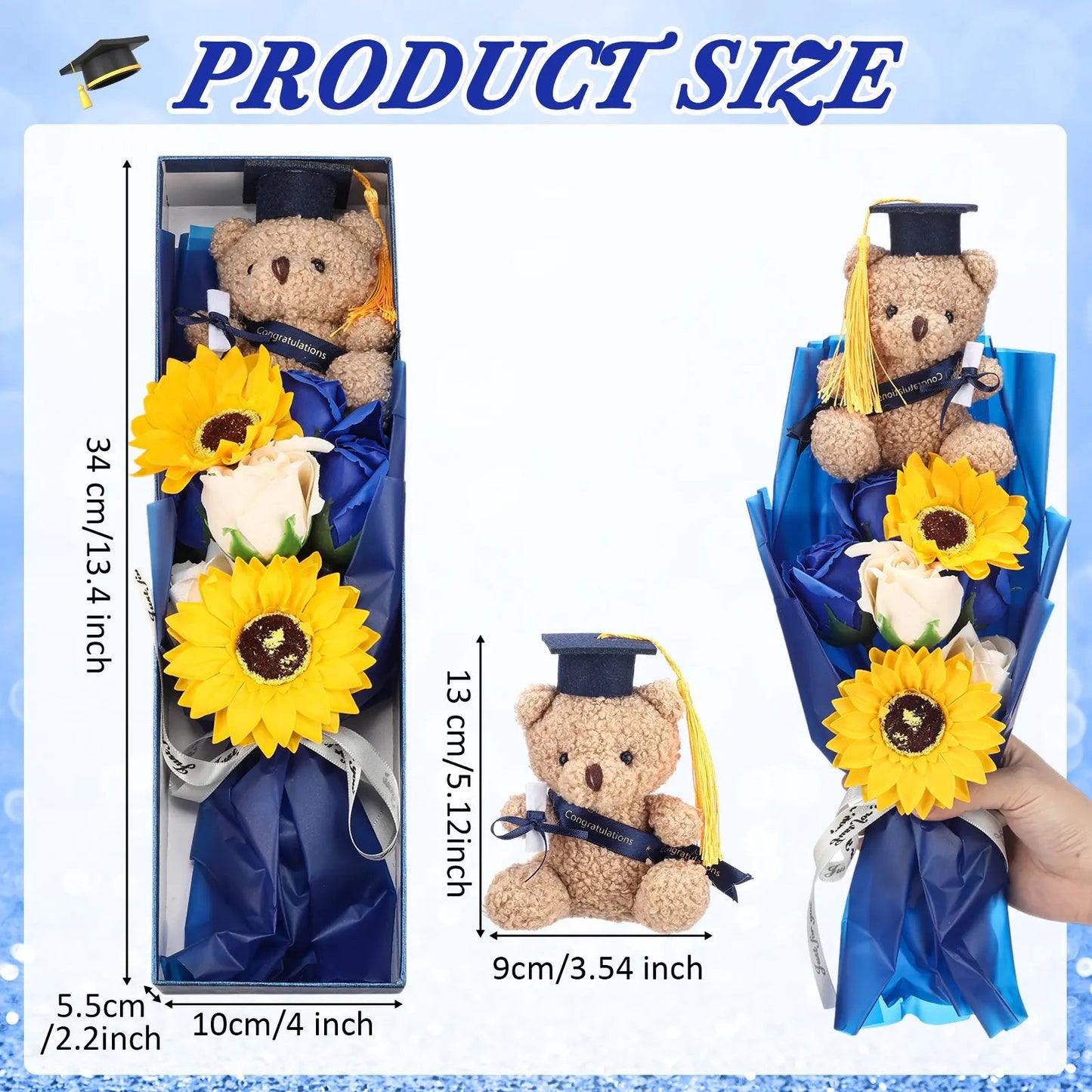 2026 Graduation Bear Soap Flower Bouquet Gift Box