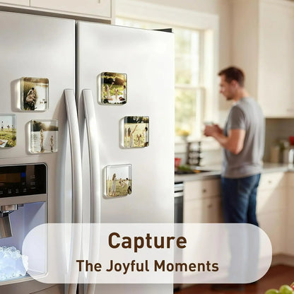 🎞✂10 Pack 2"x2" Clear Acrylic DIY Fridge Magnets Set with Adhesive Backing – Square Magnetic Photo Frames💕