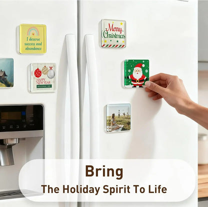 🎞✂10 Pack 2"x2" Clear Acrylic DIY Fridge Magnets Set with Adhesive Backing – Square Magnetic Photo Frames💕
