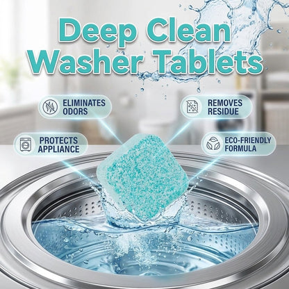 12 Count Washing Machine Cleaner Tablets - Fragrance-Free Pet Odor & Hair Remover, Septic Safe