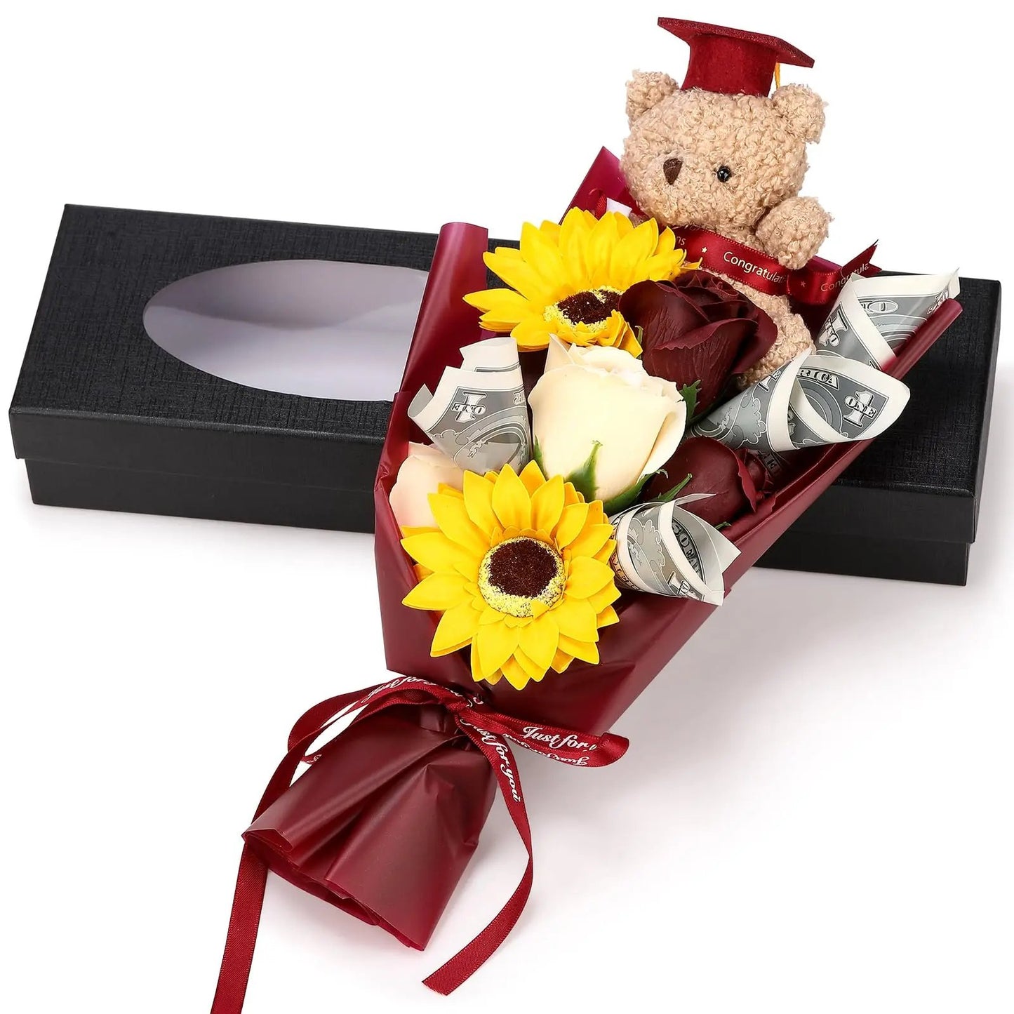 2026 Graduation Bear Soap Flower Bouquet Gift Box