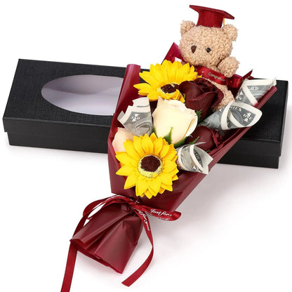 2026 Graduation Bear Soap Flower Bouquet Gift Box