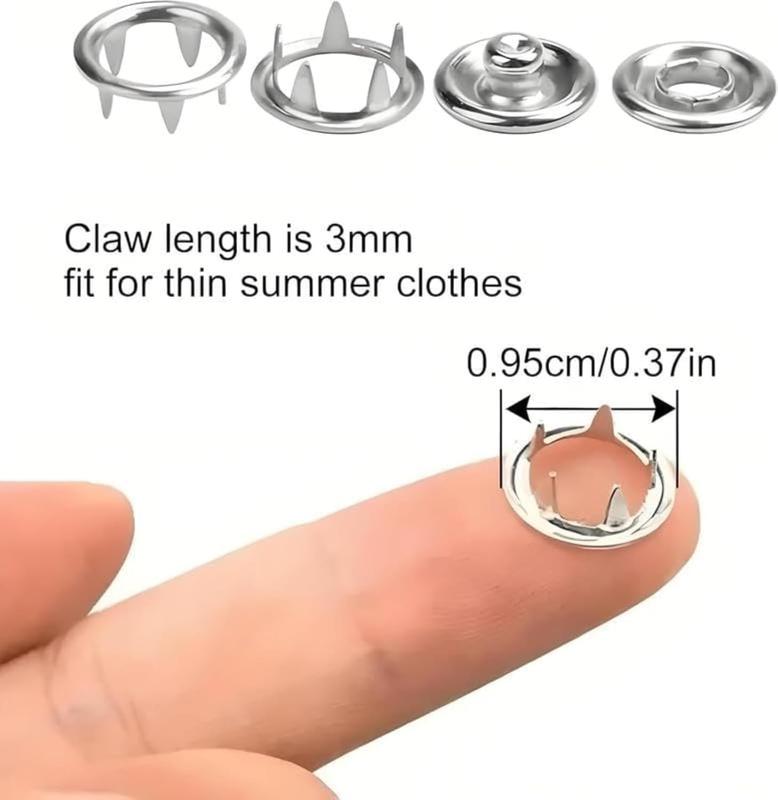 A sewing kit with invisible 50 silver metal snaps and 1 hand press plier, ideal for DIY clothing, hats and handicrafts.