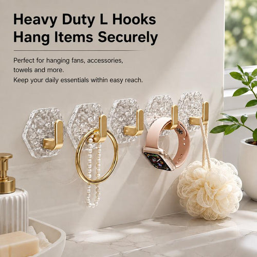 Heavy-Duty Plastic Self-Adhesive Hexagonal Ripple Hooks, 10/20-Pack Waterproof Rustproof Sticky Hooks for Bathroom